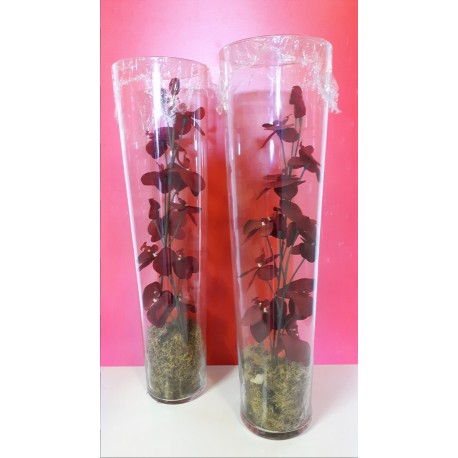 Vaas met kunstbloemen 70 cm hoog 10 cm doorsnee