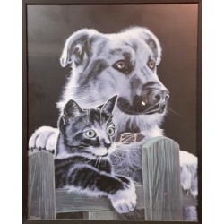 Fotolijst katten tekening 28 x 35 cm