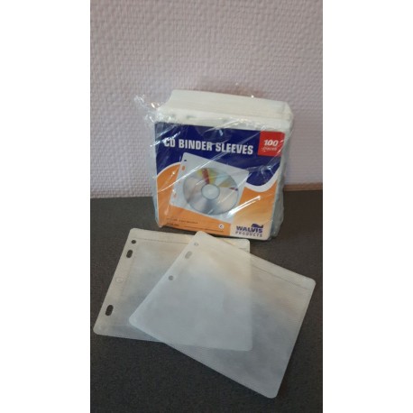 Walvis plastic hoesje 2disc ringbinder met vilt wit pak van 100