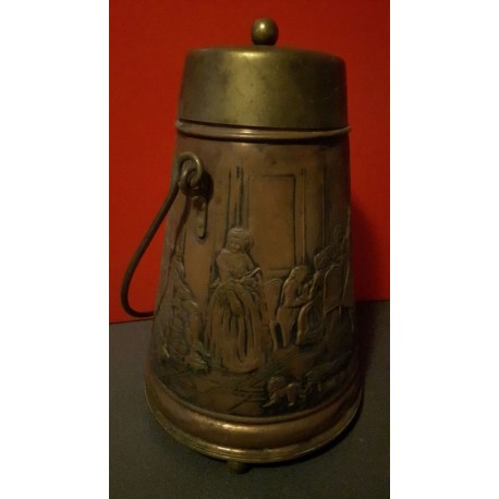 Koperen doofpot met hengsel en deksel 35 cm Hoog