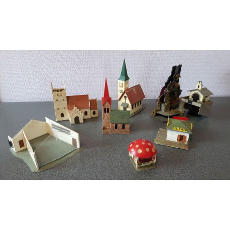 Spoor H0 scenery Kerken - kapel - kiosk - tankstation Lot V
