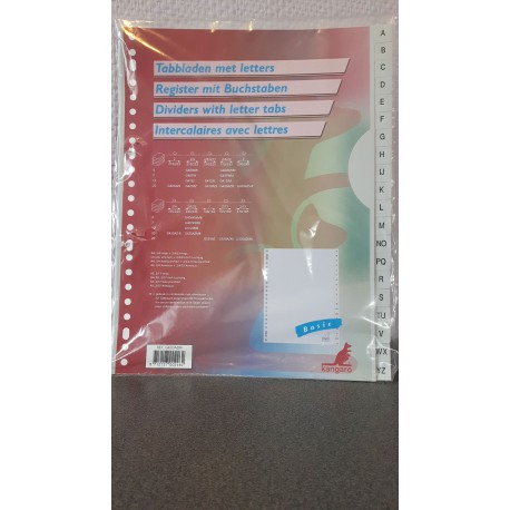 Ringband tabbladen grijs 20 stuks Alfabet indeling