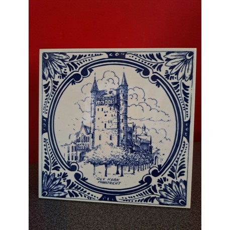 Delfts blauw handgeschilderd tegeltje - Vrijthof Maastricht