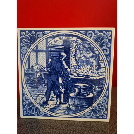 Delfts blauw handgeschilderd tegeltje - De smit